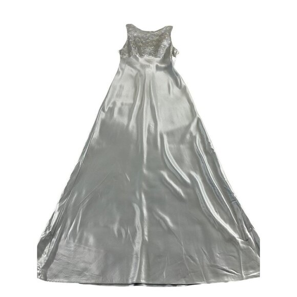 NWT Michaelangelo David's Bridal Ice Blue Satin Sleeveless Dress - 12 - Picture 1 of 14